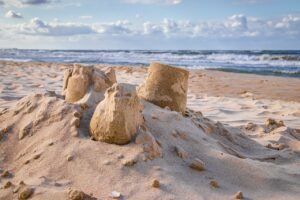 sand castle, sand, sea, clouds, sculpture, beach, vacations, summer, to play, to build, fun, nature, art, artwork, sandy beach, abandoned, disintegration, empty, evening, transience, sand castle, sand castle, sand castle, sand castle, sand castle, sand, sand, beach, beach